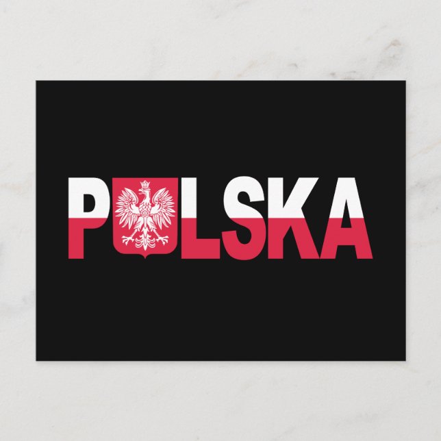Postal Clásica Polska Bandera Polaca Águila Nacional (Anverso)