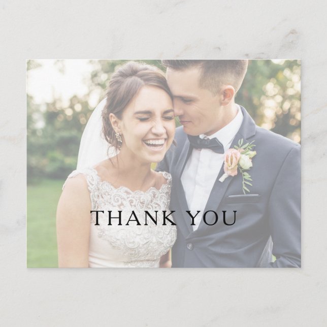 Postal Clásico Agradecimiento de Boda con Foto Desvanecid (Anverso)