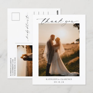 Postal Clásico agradecimiento de boda elegante en blanco 