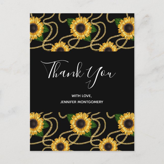 Postal Clásico Amarillo Sunflowers Patrón De Estilo Graci (Anverso)