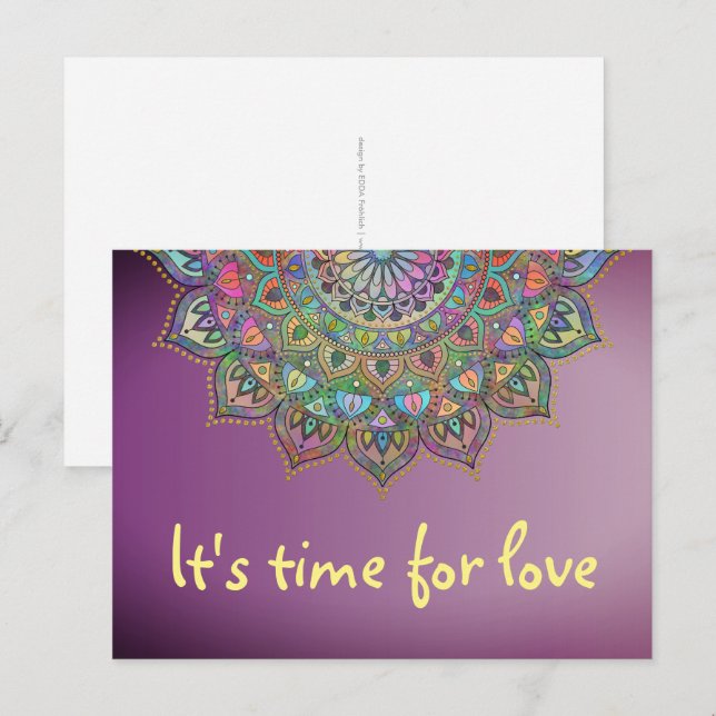 Postal Clásico Colorido Estilo Mandala India 1 (Anverso / Reverso)