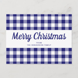 Postal Clásico Cuadro Azul Feliz Navidad