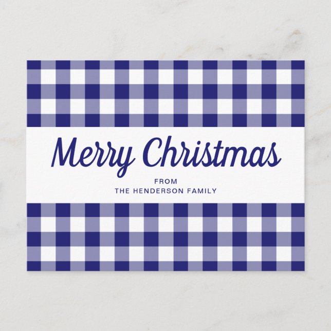 Postal Clásico Cuadro Azul Feliz Navidad (Anverso)
