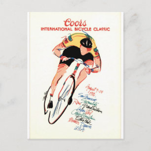 Postal Clásico de Bicicletas Coors 1986 Ciclismo Vintage