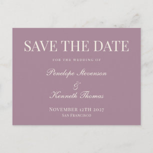 Postal Clásico de Presupuesto Dusty Purple Save The Date