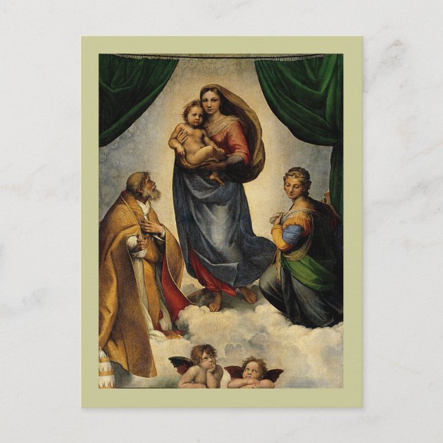 Postal Clásico de Raphael "Sistine Madonna" (alrededor de (Anverso)