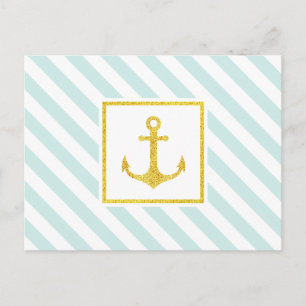 Postal Clásico diseño náutico falso Purpurina Anchor