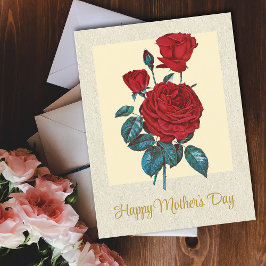 Postal Clásico elegante rojo vintage Roses el Día de la M
