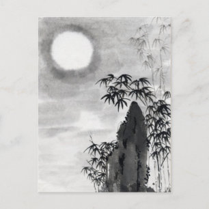 Postal Clásico escenario japonés vintage de la noche de l