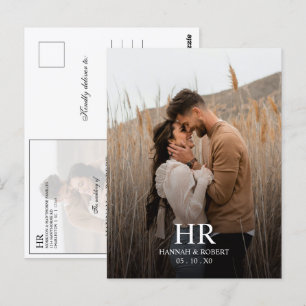 Postal Clásico Foto de Bodas con Monograma Save the Date