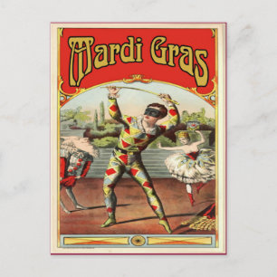 Postal Clásico Mardi Gras Harlaquin