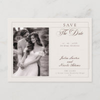 Clásico Marrón Caligrafía Foto Save The Date
