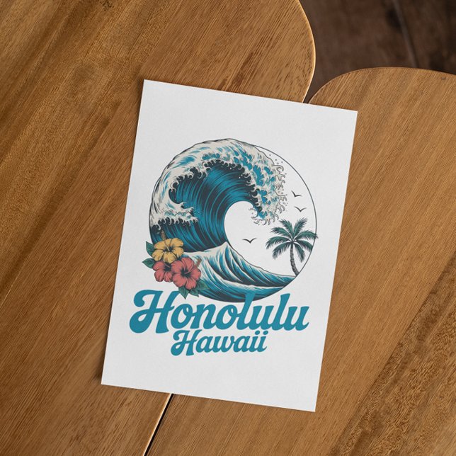 Postal Clásico Mínimo Honolulu Hawái Aloha Viaje  (Classic Minimal Honolulu Hawaii Aloha Travel Postcard)