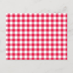 Postal Clásico Patrón de Gingham Rojo y Blanco Rústico