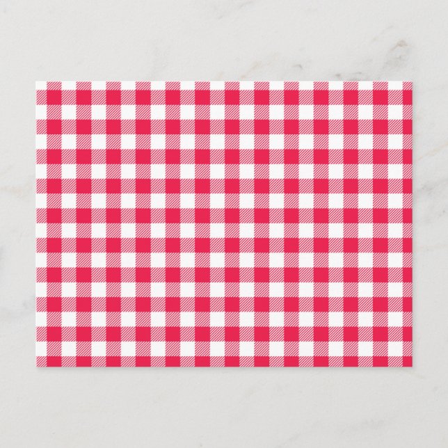 Postal Clásico Patrón de Gingham Rojo y Blanco Rústico (Anverso)