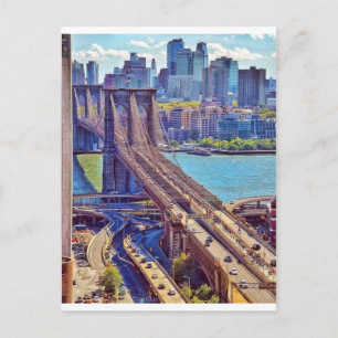 Postal Clásico Puente de Brooklyn de la Ciudad de Nueva Y