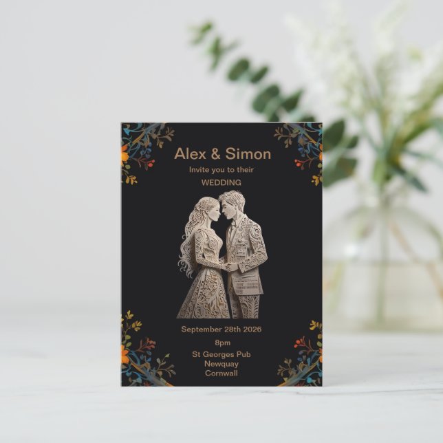 Postal Clásico Real Bride y Groom (Anverso de pie)