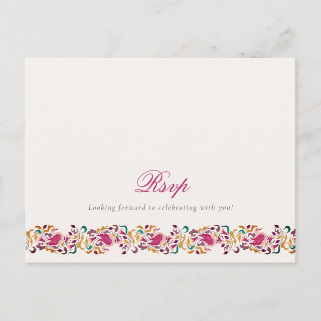 Postal Clásico Rosa Verde Amarillo Floral Cisne Pájaro Bo (Anverso)
