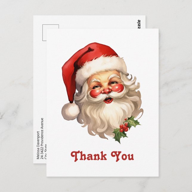 Postal Clásico Santa Claus Retro Gracias            (Anverso / Reverso)