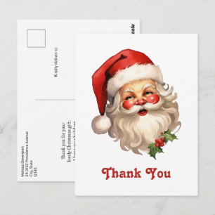 Postal Clásico Santa Claus Retro Gracias           