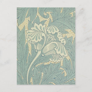 Postal Clásico Tulipán Azul Floral de William Morris