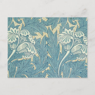 Postal Clásico Tulipán Azul Floral de William Morris