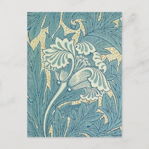 Postal Clásico Tulipán Azul Floral de William Morris