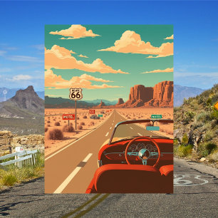 Postal Clásico viaje por la Ruta 66 Vintage