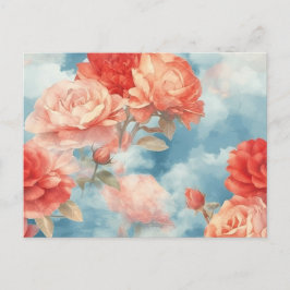 Postal Clásicos - Rosas rosadas y rojas angelicales en nu