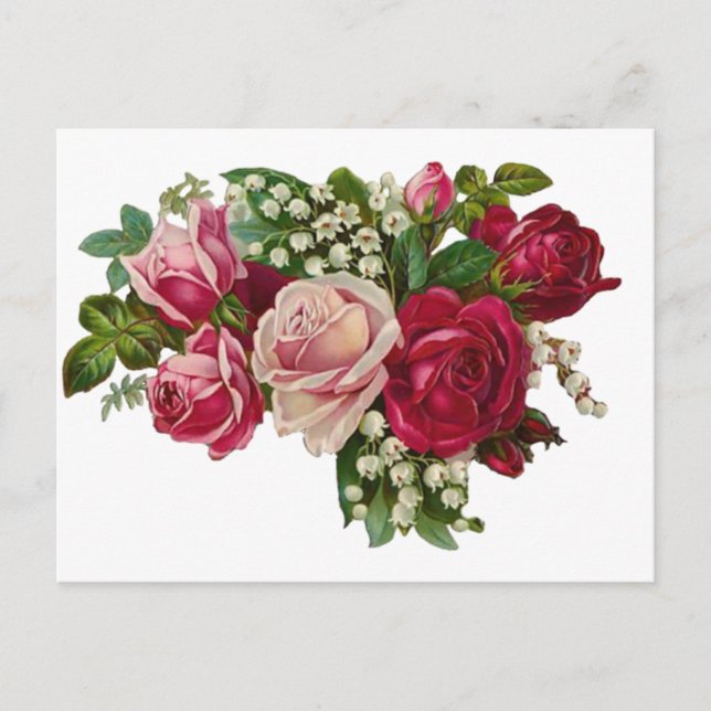 Postal Clásicos Rosas victorianos Lily of Valley Romance (Anverso)