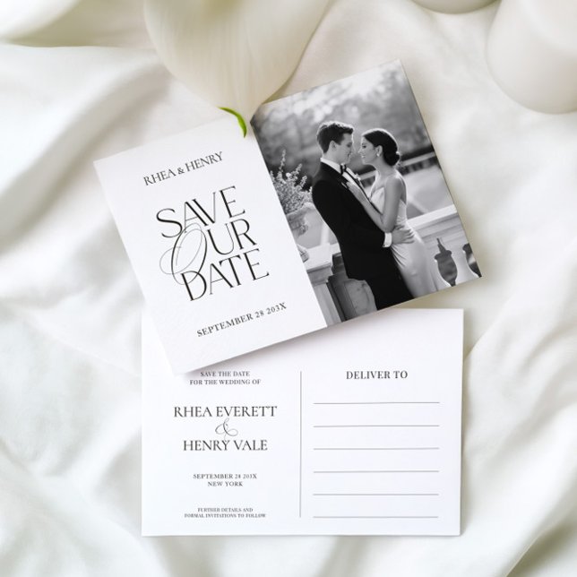 Postal Classic Elegant Save Our Date Photo Postcard  (Classic Elegant Save Our Date Photo Postcard)