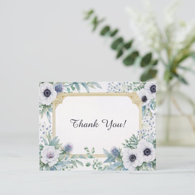 Postal Classic Gold Frame Botanical Thank You  (Anverso de pie)