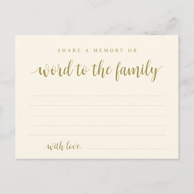 Postal Classic Gold, Funeral Service, Compartir una tarje (Anverso)