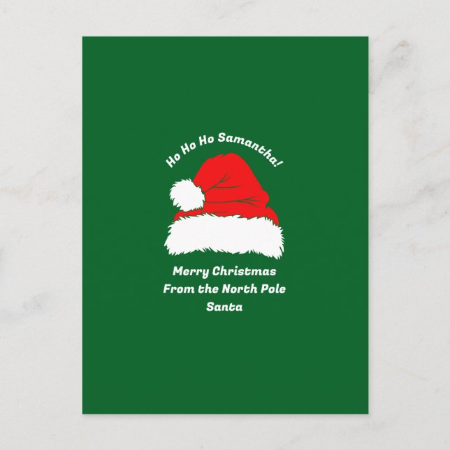 Postal Classic Green Santa Merry Christmas (Anverso)