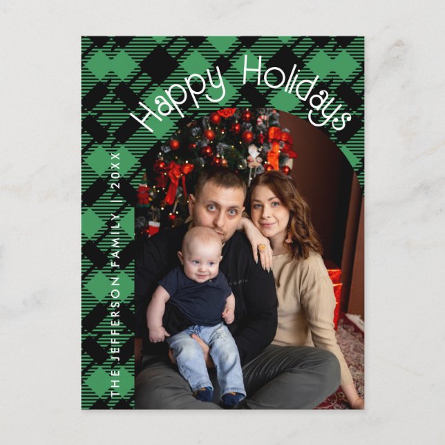 Postal Classic Holiday Green Checkered Pattern  (Anverso)