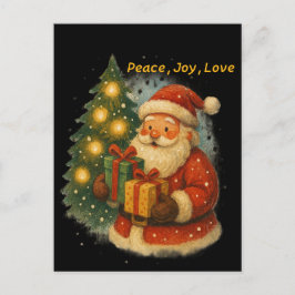 Postal Classic Santa Under the Tree Christmas Post Card