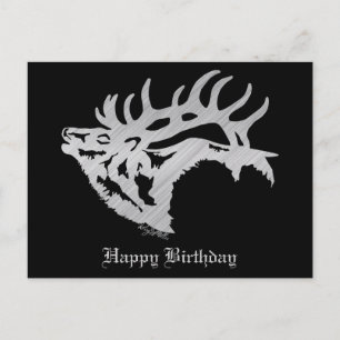 Postal Classy Bull Elk Silver Silhouette