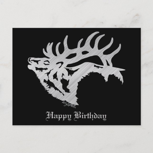 Postal Classy Bull Elk Silver Silhouette (Anverso)