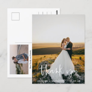 Postal Classy Hand Writings Gracias   Foto Boda