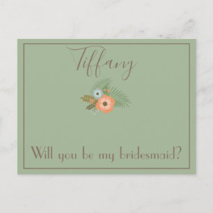 Postal Classy Will You be my bridesmaid floral