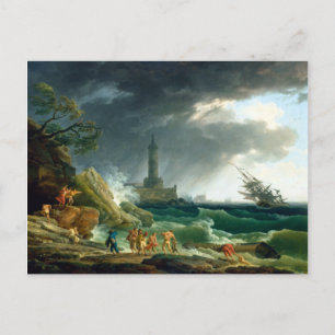 Postal Claude-Joseph Vernet: Una tormenta en un po medite