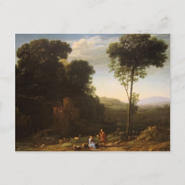 Postal Claude Lorrain - Paisaje pastoral con un molino (Anverso)