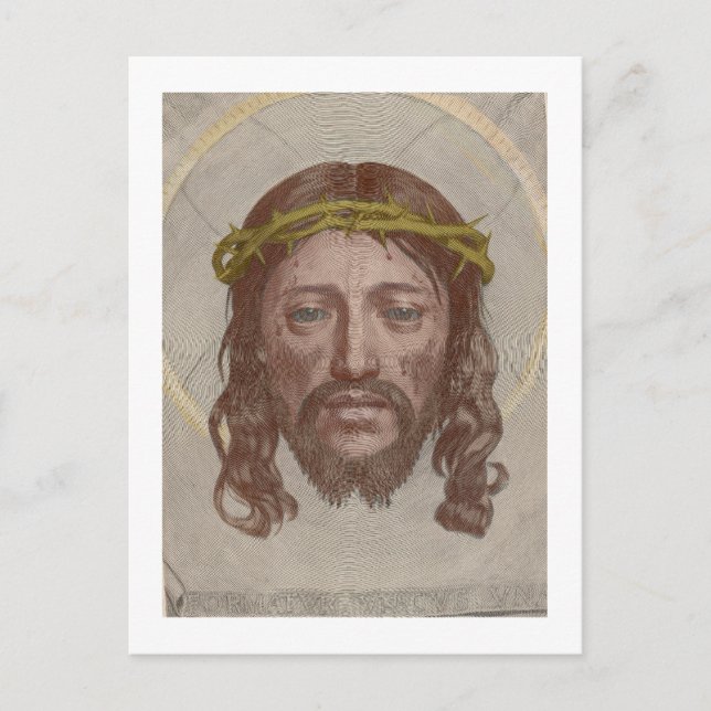 Postal Claude Mellan’s Face of Christ 1649 engraving (Anverso)