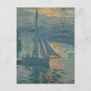 Postal Claude Monet Amanecer Marino Barco de Vela Impresi