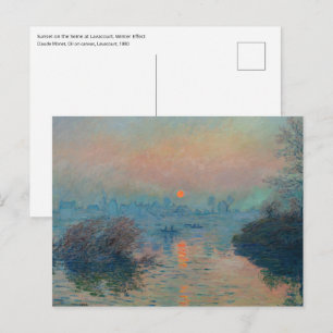 Postal Claude Monet - Atardecer en el Sena en Lavacourt
