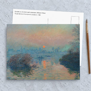 Postal Claude Monet - Atardecer en el Sena en Lavacourt