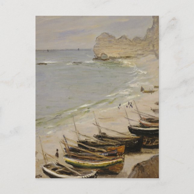 Postal Claude Monet - Barco En La Playa De Etretat (Anverso)