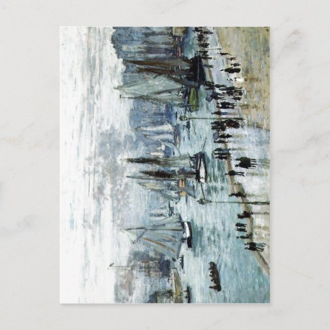 Postal Claude Monet, barcos de pesca que salen del puerto (Anverso)