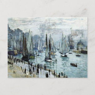 Postal Claude Monet, barcos de pesca que salen del puerto