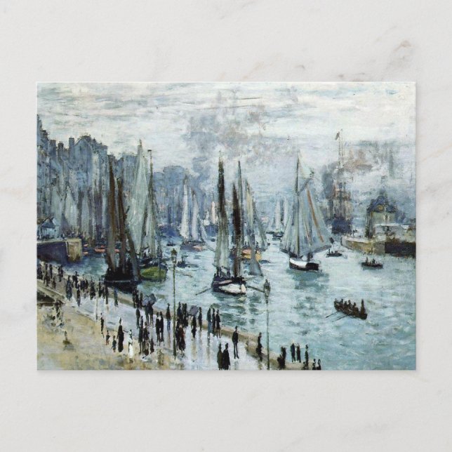 Postal Claude Monet, barcos de pesca que salen del puerto (Anverso)